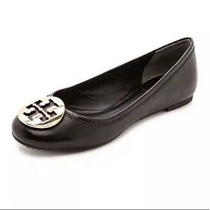 NWOT Tory Burch Reva Ballet Flat Black/Silver